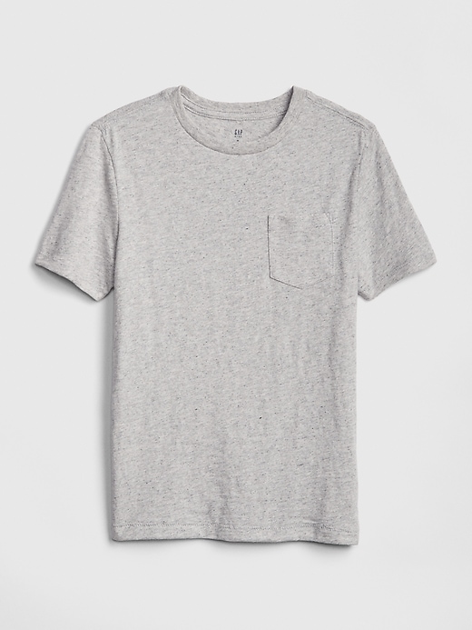 1 of 8 showing, with the color light heather gray of product Kids Pocket Short Sleeve T-Shirt