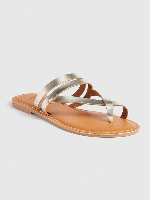 View large product image 1 of 1. Strappy Toe Slide Sandals