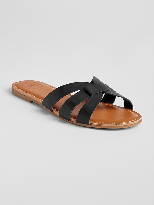 View large product image 1 of 1. Leather Slide Sandals