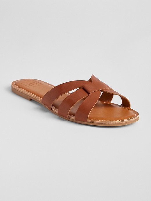 Image number 1 showing, Leather Slide Sandals