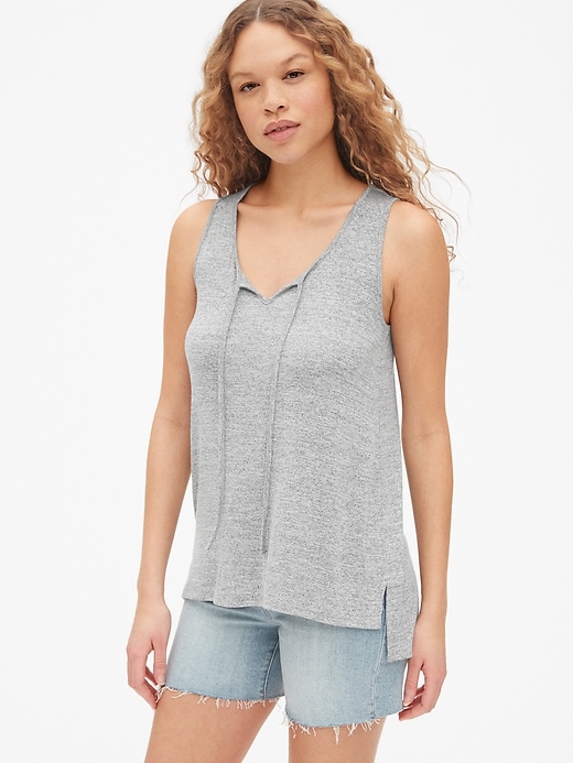 View large product image 1 of 1. Softspun Tie-Neck Tank Top