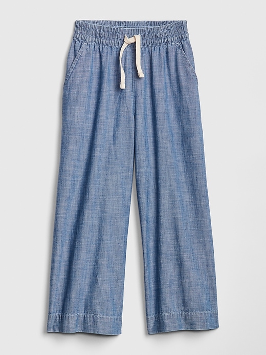 1 of 8 showing, with the color chambray of product Kids Chambray Wide-Leg Pants