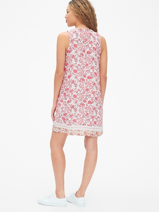 Image number 2 showing, Mix-Print Sleeveless Tie-Neck Swing Dress