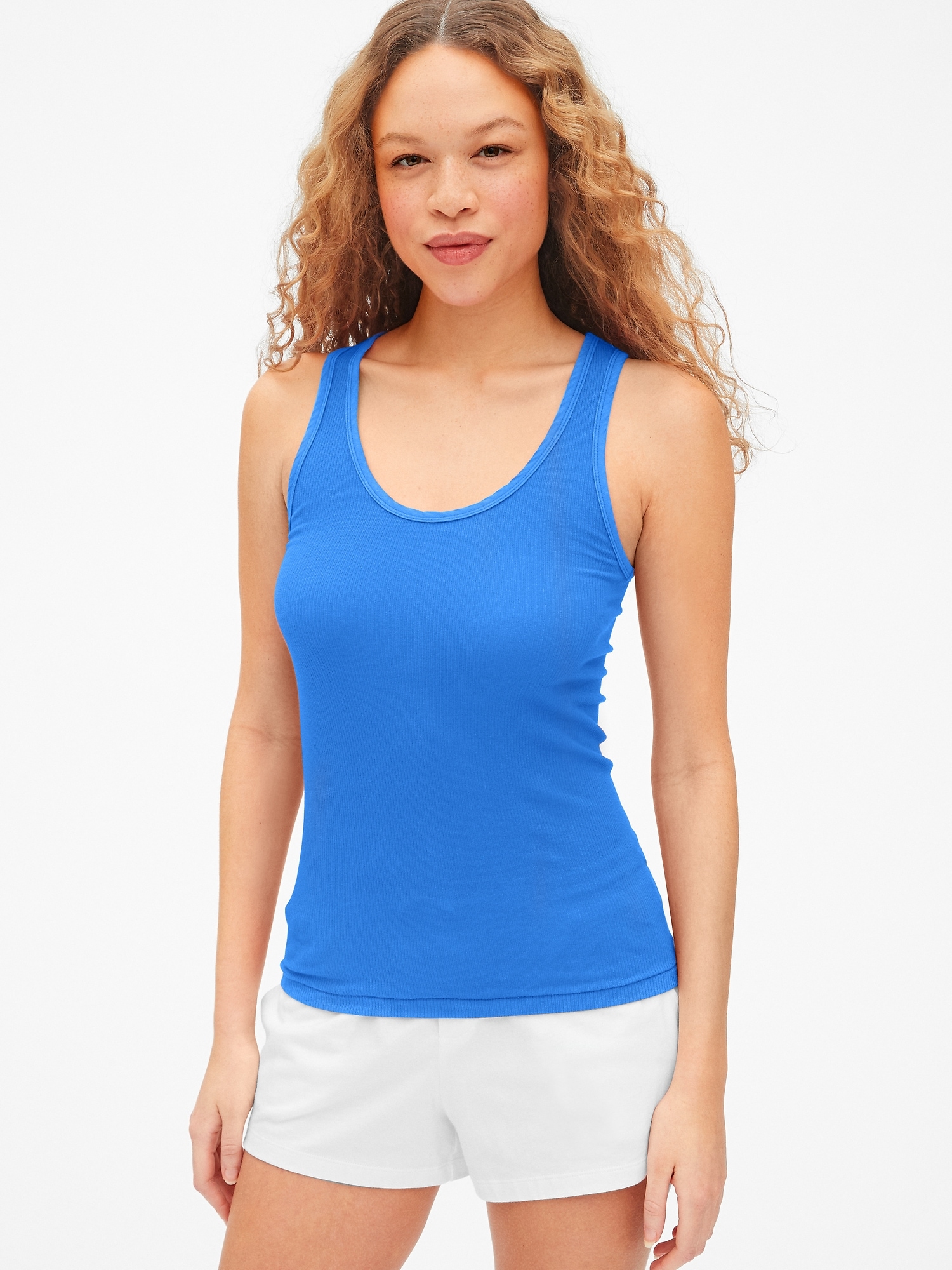 Gap Blue Ribbed Support Tank Top