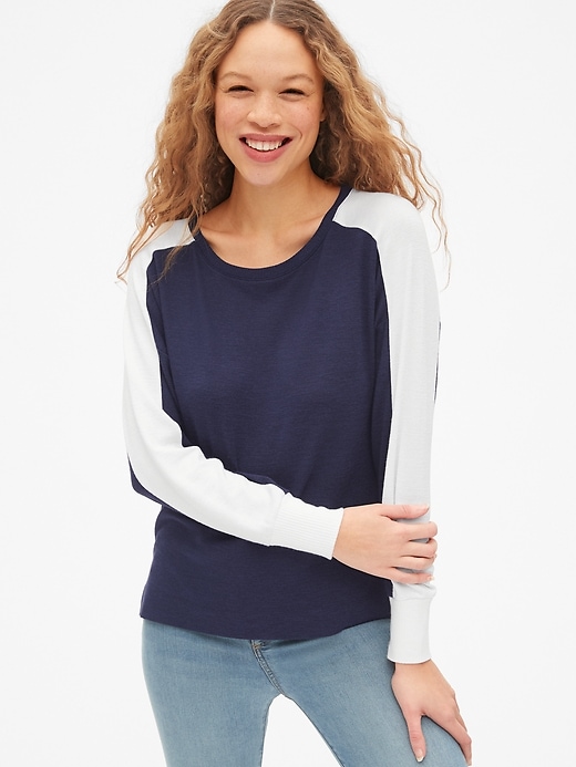 View large product image 1 of 1. Softspun Colorblock Boatneck Top