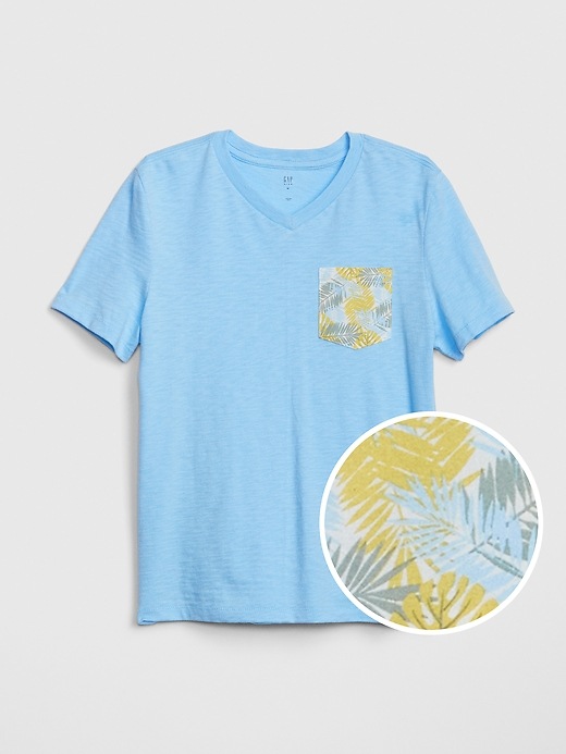 1 of 8 showing, with the color hampton blue of product Kids Pocket V-Neck T-Shirt