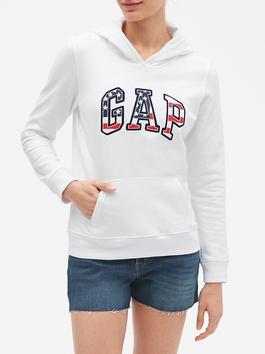 Gap Flag Gap Logo Pullover Hoodie Sweatshirt In Fleece