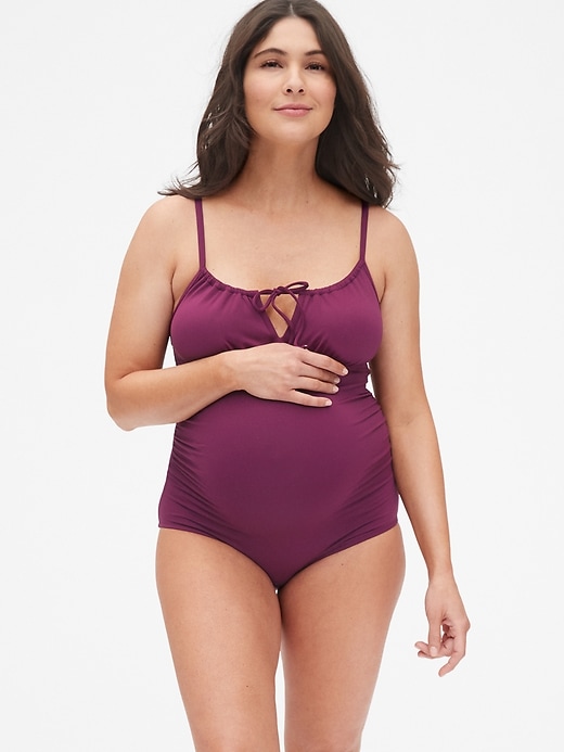 View large product image 1 of 1. Maternity Tie-Back One-Piece Suit