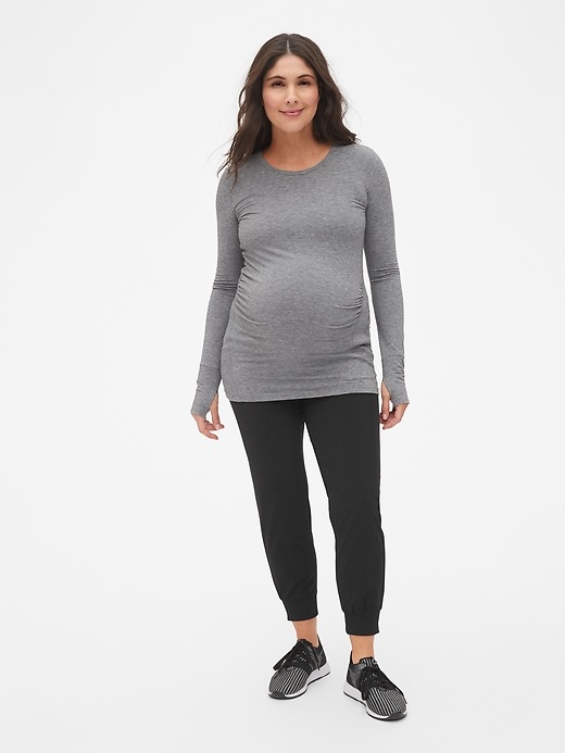 Image number 4 showing, Maternity GapFit Full Panel Mix-Fabric Joggers