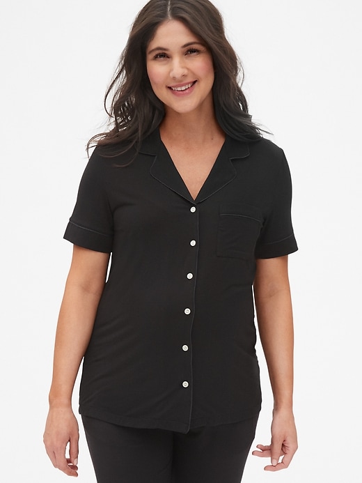 Image number 5 showing, Maternity Button-Front Sleep Top in Modal