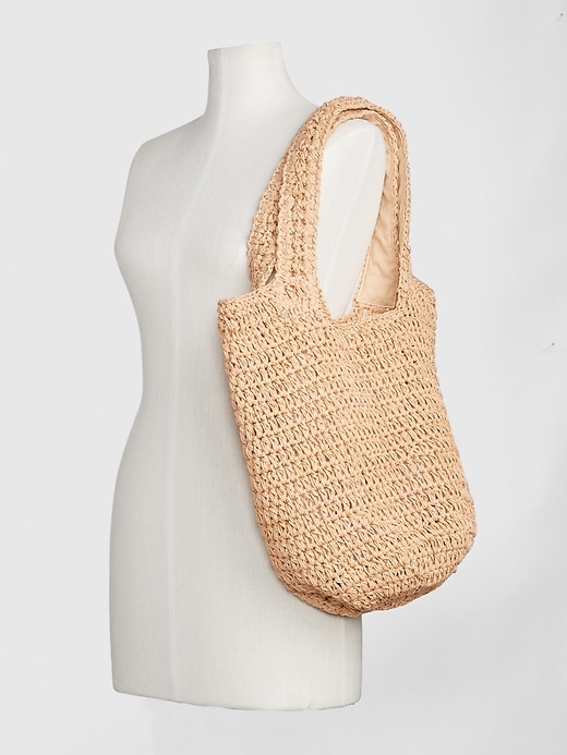 View large product image 2 of 3. Woven Straw Shopper Tote Bag