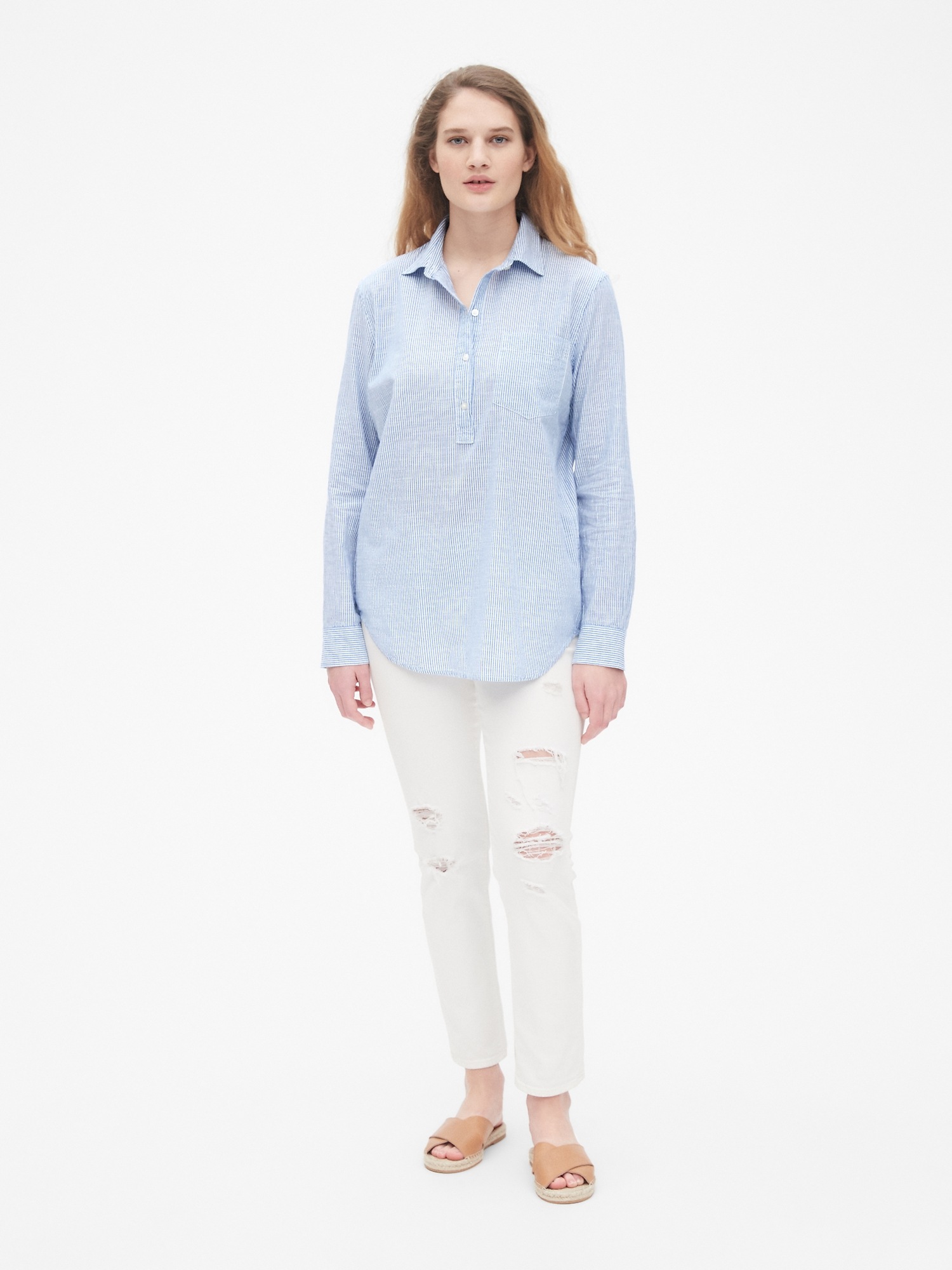 Boyfriend Stripe Popover Shirt Gap