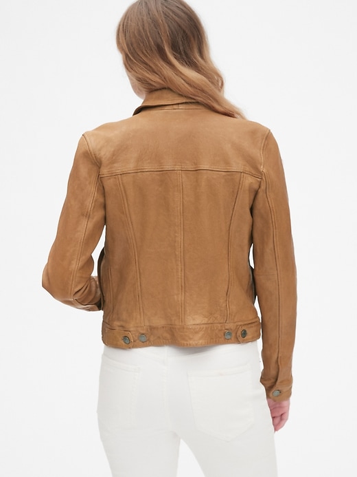 2 of 8 showing, with the color khaki of product Icon Leather Jacket