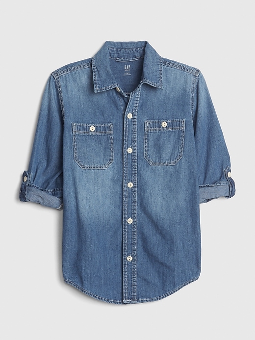 Image number 1 showing, Kids Denim Convertible Long Sleeve Shirt