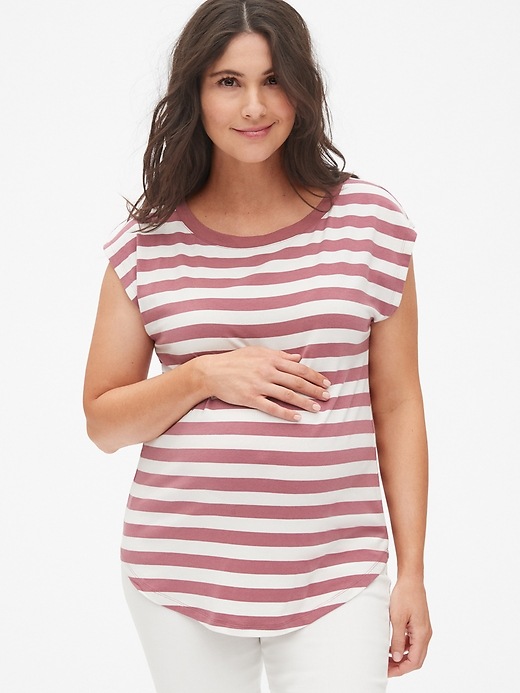 View large product image 1 of 1. Maternity Dolman Cap Sleeve T-Shirt