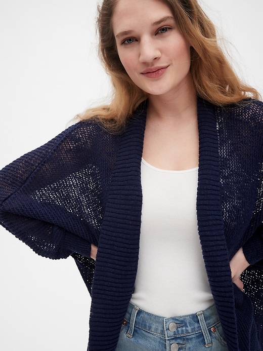 Image number 5 showing, Open-Stitch Cocoon Cardigan Sweater