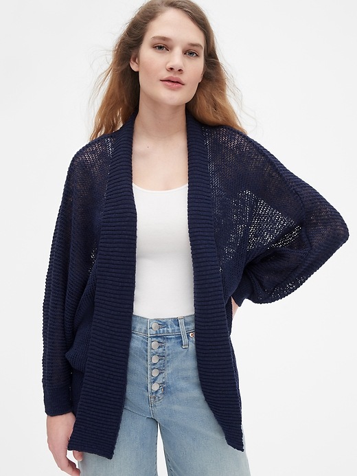 Image number 1 showing, Open-Stitch Cocoon Cardigan Sweater