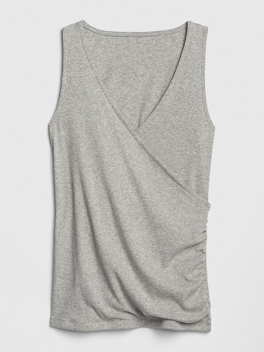 2 of 8 showing, with the color heather grey of product Maternity Crossover Nursing Tank Top