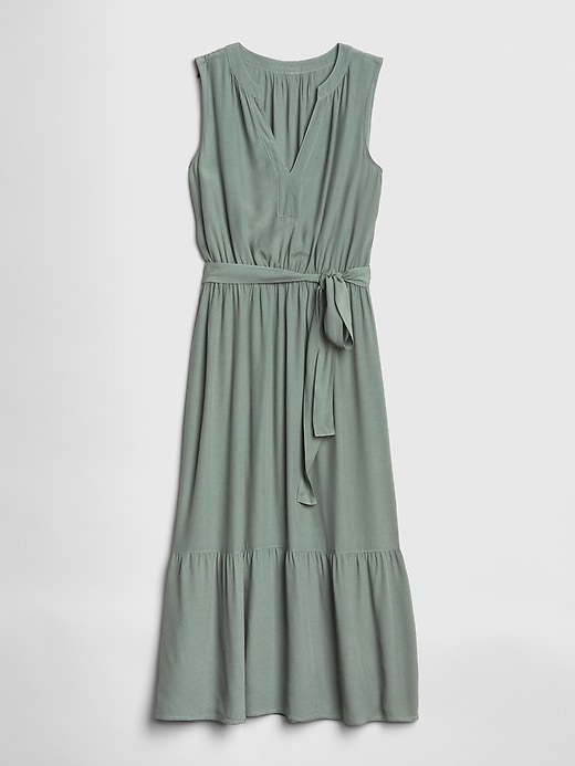 Image number 6 showing, Split-Neck Tiered Midi Dress
