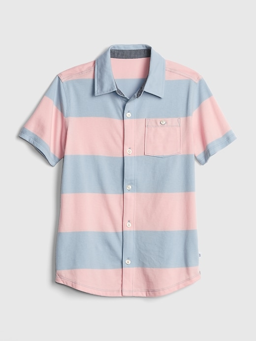 Image number 1 showing, Kids Stripe Knit Short Sleeve Shirt