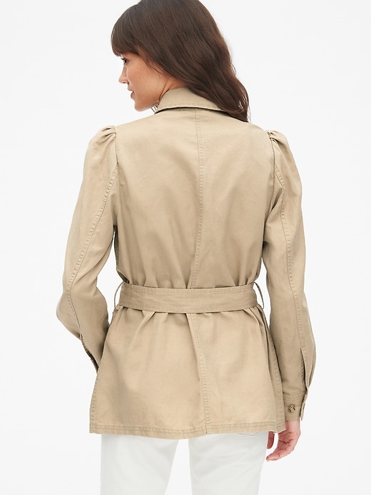 Image number 2 showing, Puff Sleeve Utility Jacket in Linen-Cotton