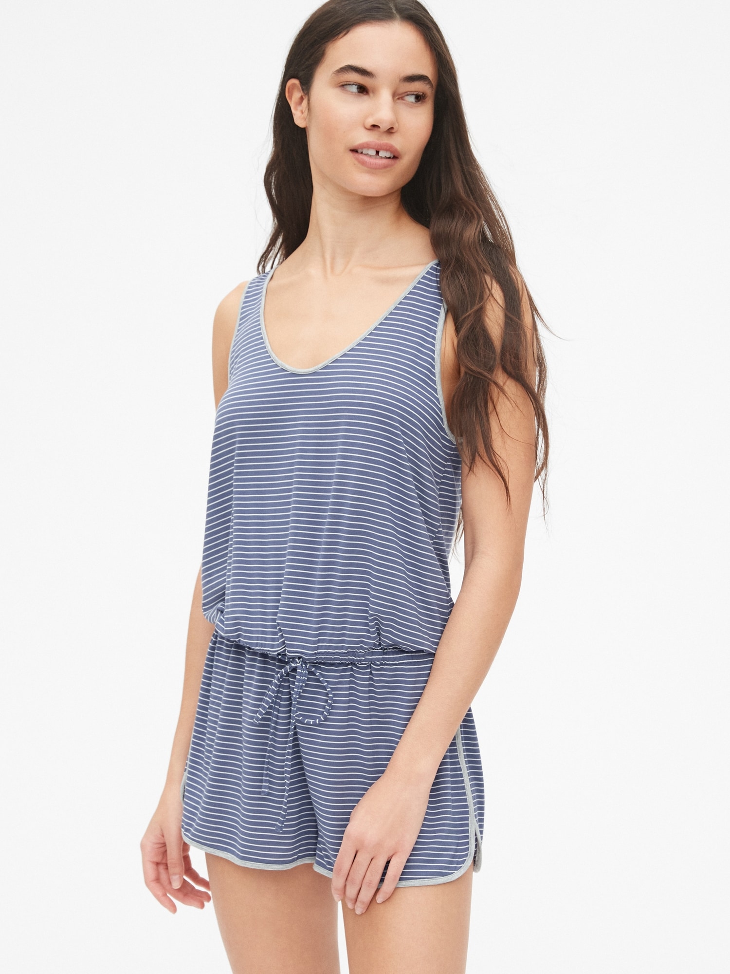 Blue Knit Tank Romper main image 0