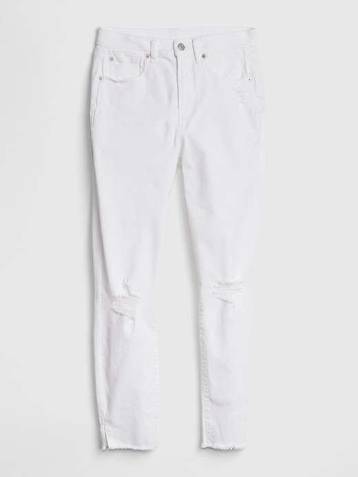 Image number 6 showing, High Rise True Skinny Ankle Jeans with Distressed Detail