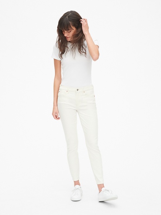 Image number 3 showing, Mid Rise Stripe True Skinny Ankle Jeans