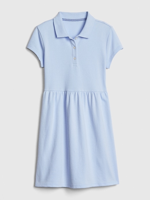 1 of 8 showing, with the color pure blue of product Kids Uniform Short Sleeve Polo Dress