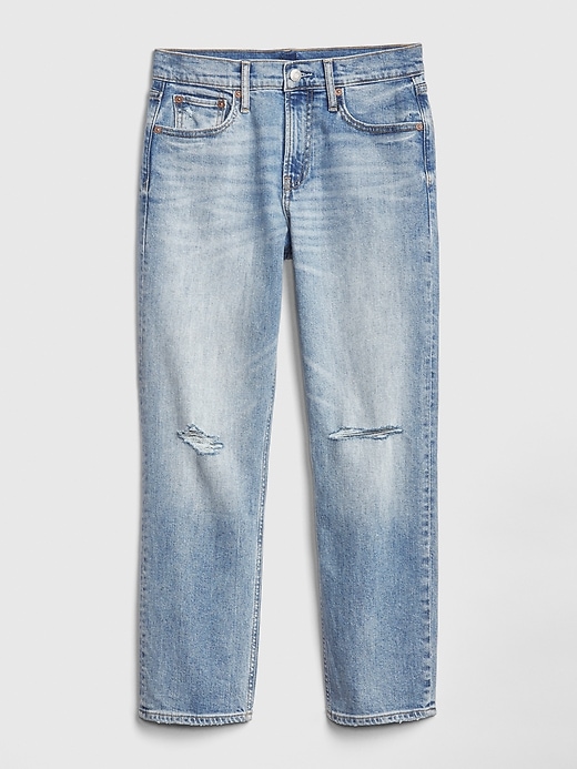 Image number 6 showing, High Rise Cheeky Straight Jeans with Distressed Detail