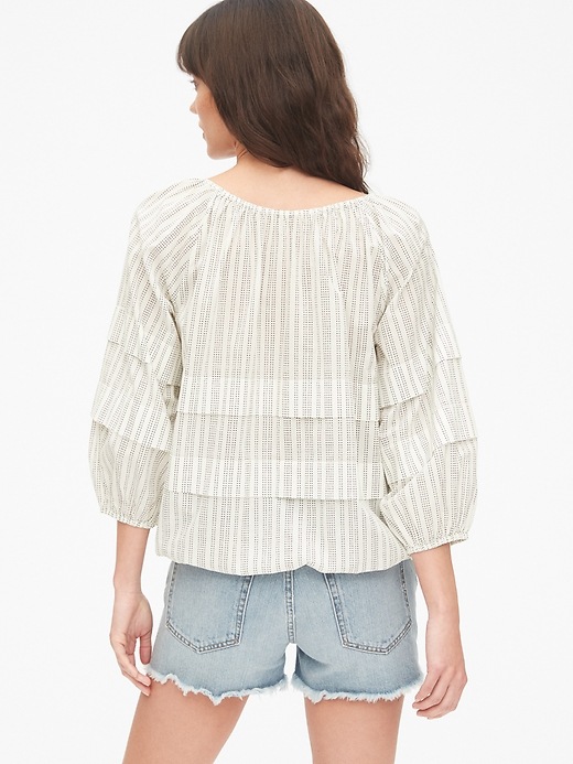 Image number 2 showing, Tiered Pleated Blouson Sleeve Top