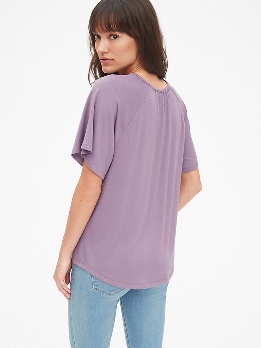 2 of 8 showing, with the color purple of product Softspun Flounce Sleeve T-Shirt