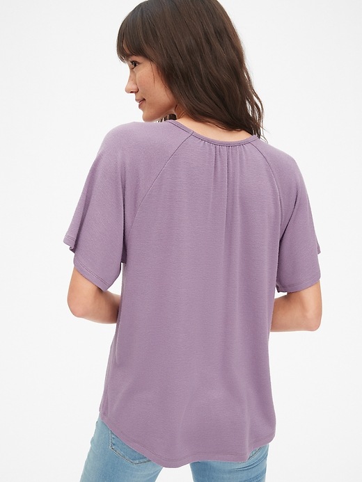 Image number 5 showing, Softspun Flounce Sleeve T-Shirt
