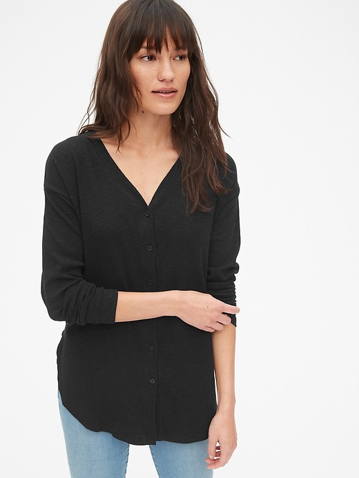 View large product image 1 of 1. Maternity Relaxed Nursing Ribbed Cardigan