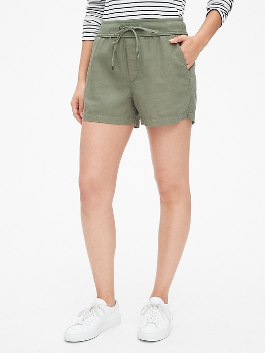 View large product image 1 of 1. 3.5" Drawstring Shorts in Linen-Cotton