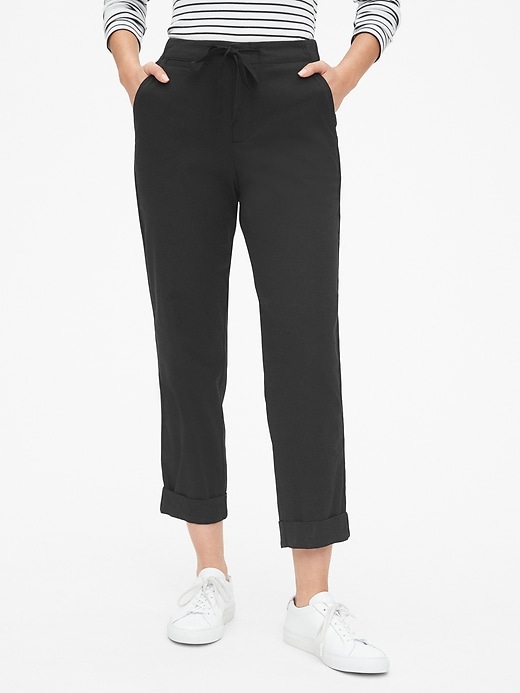 1 of 8 showing, with the color true black of product Drawstring Twill Stripe Chinos