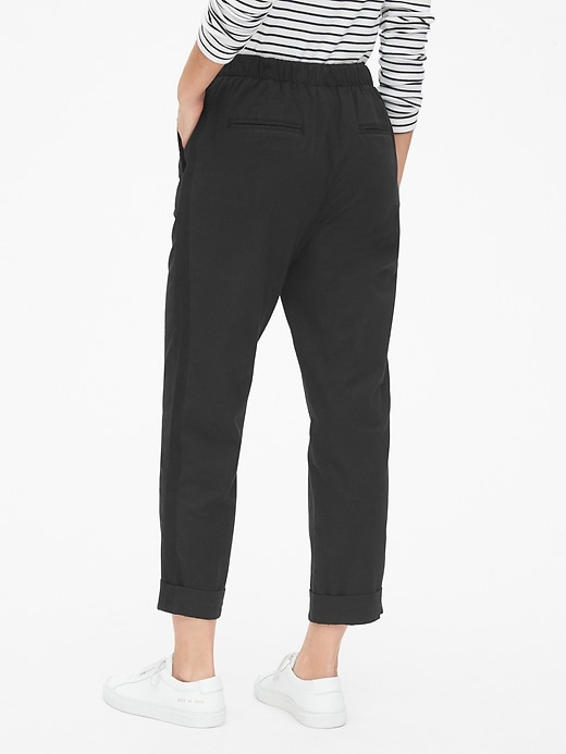 2 of 8 showing, with the color true black of product Drawstring Twill Stripe Chinos