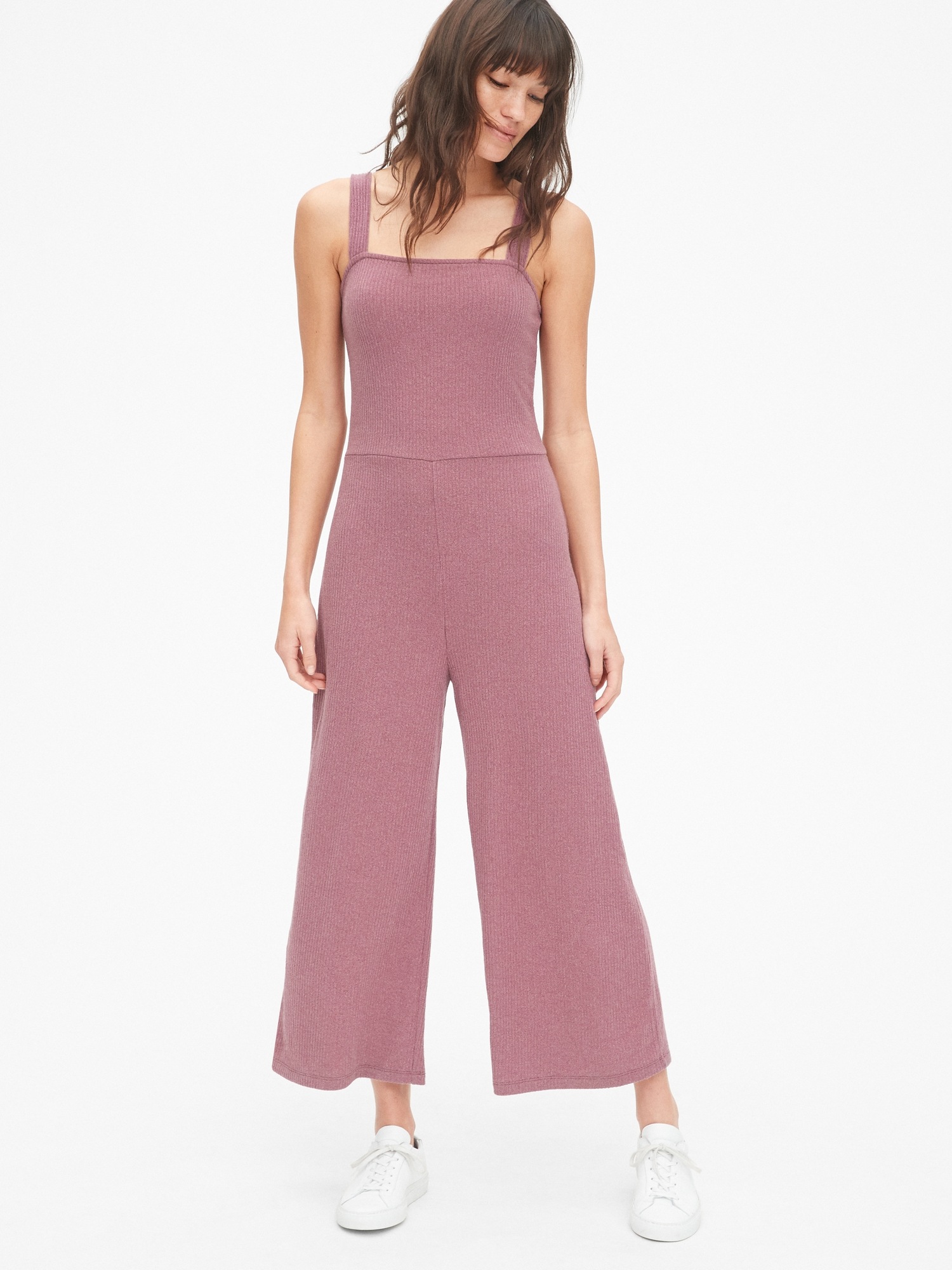 Женские комбинезоны Gap Ribbed Square-Neck Wide-Leg Jumpsuit