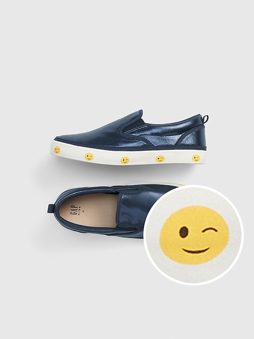 Image number 1 showing, Kids Emoji Glitter Slip-On Sneakers