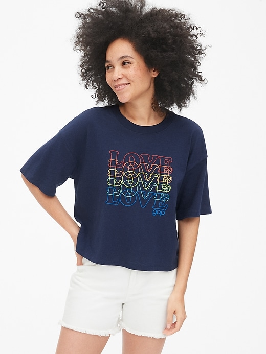 View large product image 1 of 1. Gap + Pride Graphic Crewneck T-Shirt