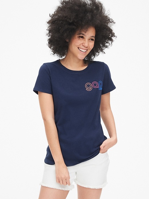 View large product image 1 of 1. Embroidered Gap Logo Crewneck T-Shirt