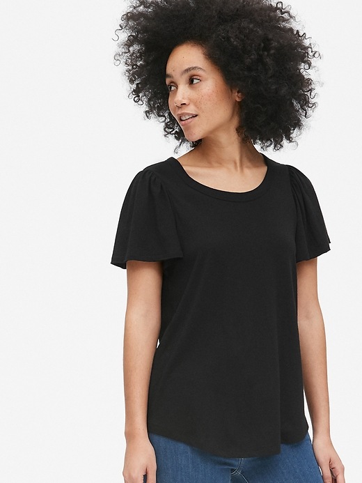 1 of 8 showing, with the color true black of product Flutter Sleeve T-Shirt