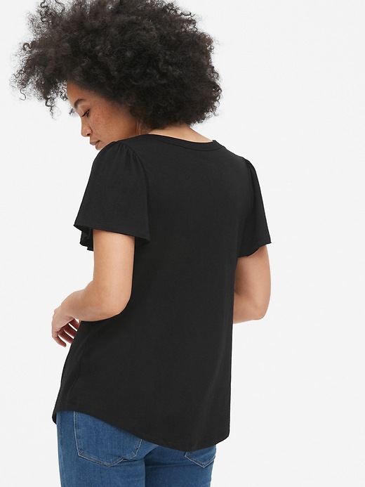 2 of 8 showing, with the color true black of product Flutter Sleeve T-Shirt