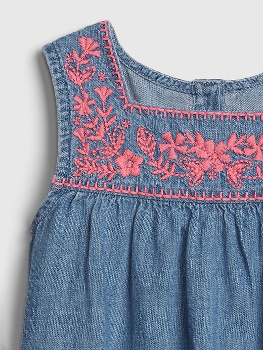 Image number 3 showing, Toddler Embroidered Denim Dress