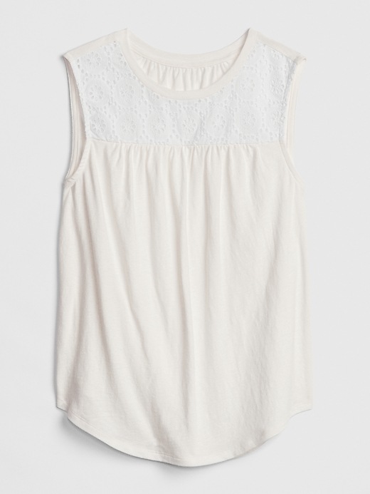 Embroidered eyelet insert top gap