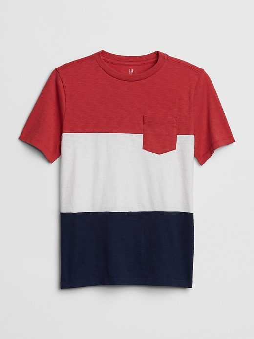 View large product image 1 of 1. Kids Stripe Pocket T-Shirt
