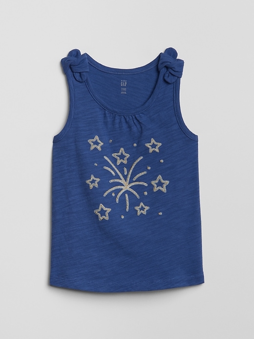 1 of 8 showing, with the color blue nova of product Toddler Graphic Bow Tank Top