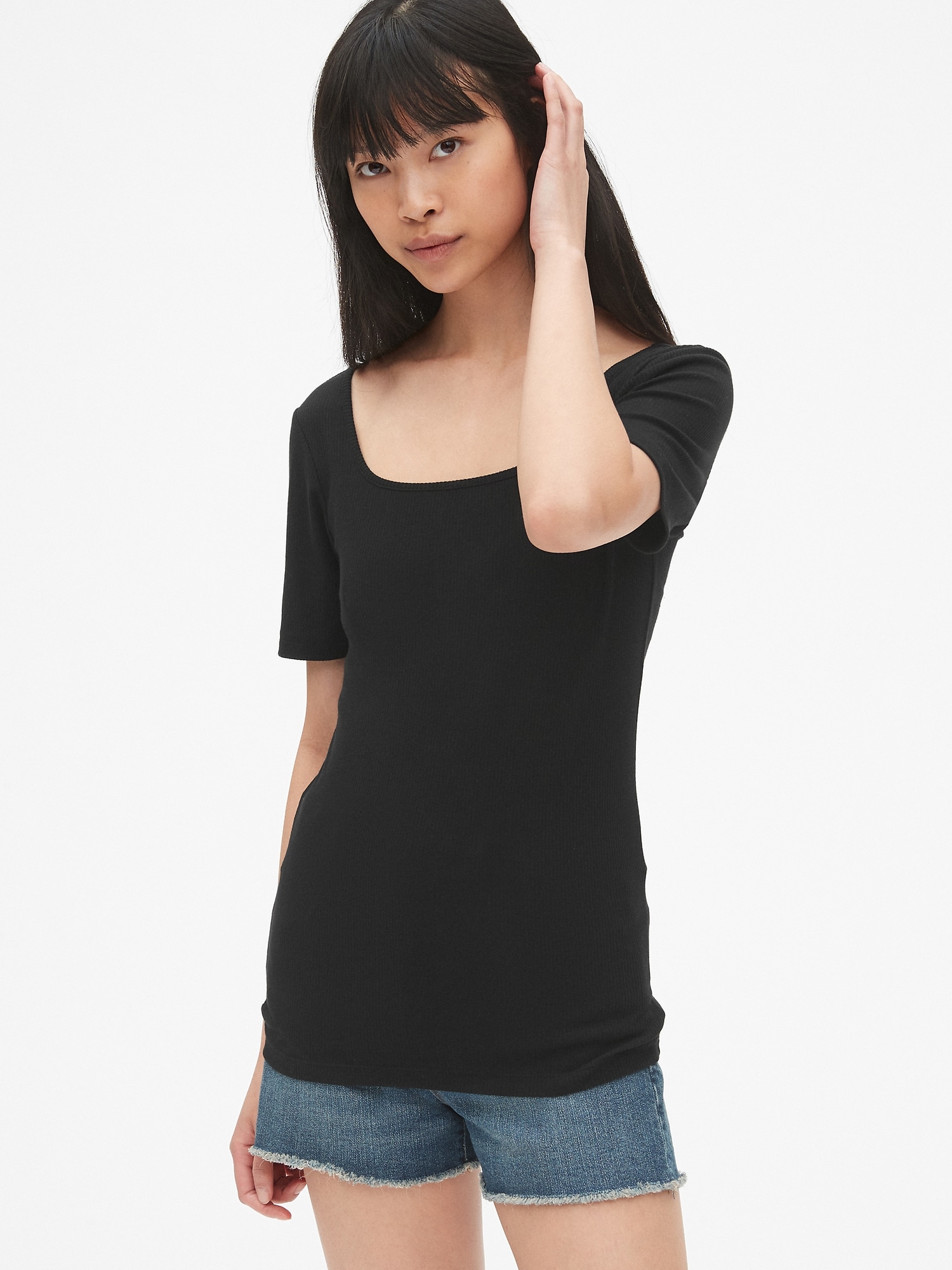 Ribbed SquareNeck TShirt Gap