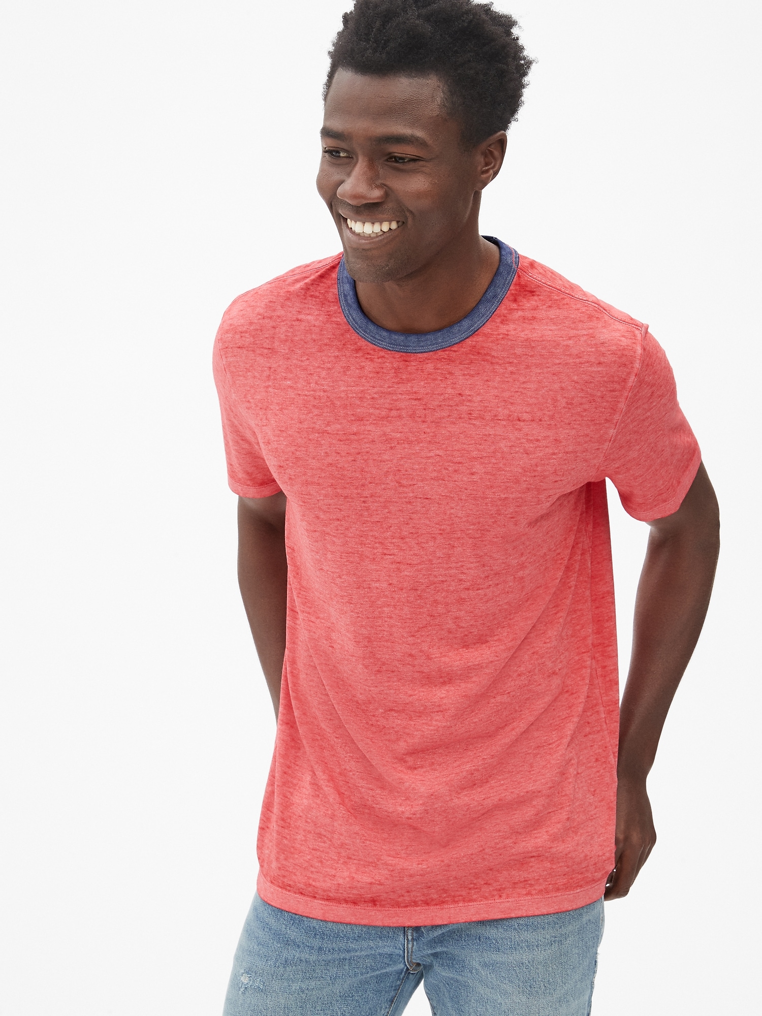 Burnout Ringer Crewneck T-Shirt | Gap