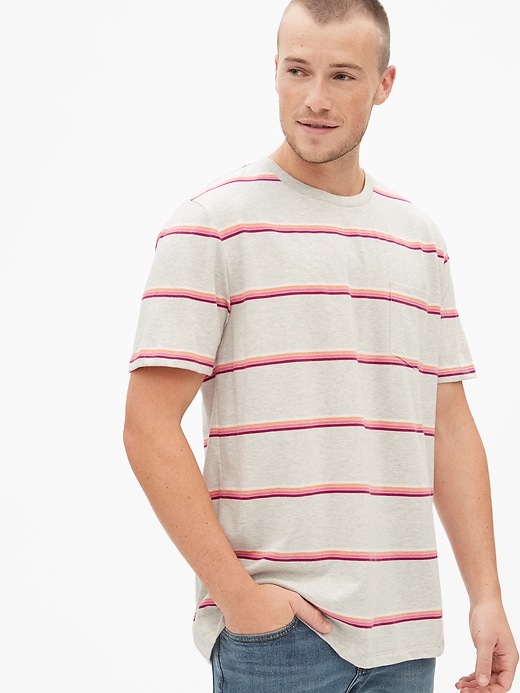 View large product image 1 of 1. Stripe Pocket T-Shirt